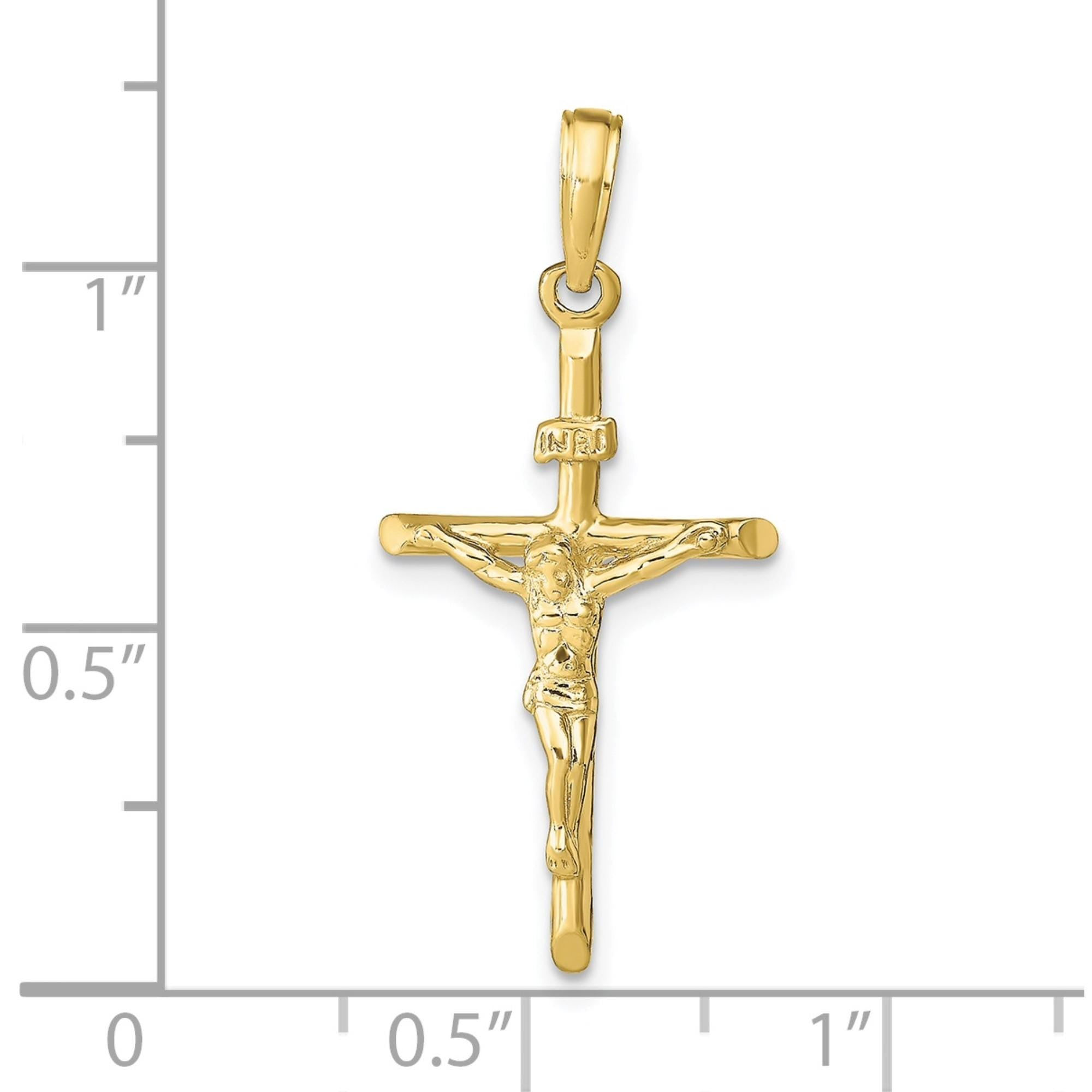 10K or 14K Gold Crucifix INRI Cross Pendant