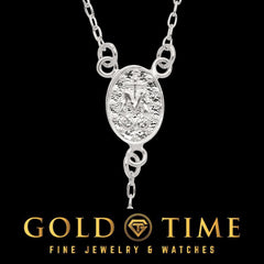 24" Beaded Sterling Silver Rosary Necklace for Men & Women, Polished Finish, Gold-Plated or Silver, Catholic Cross Gift Jewelry