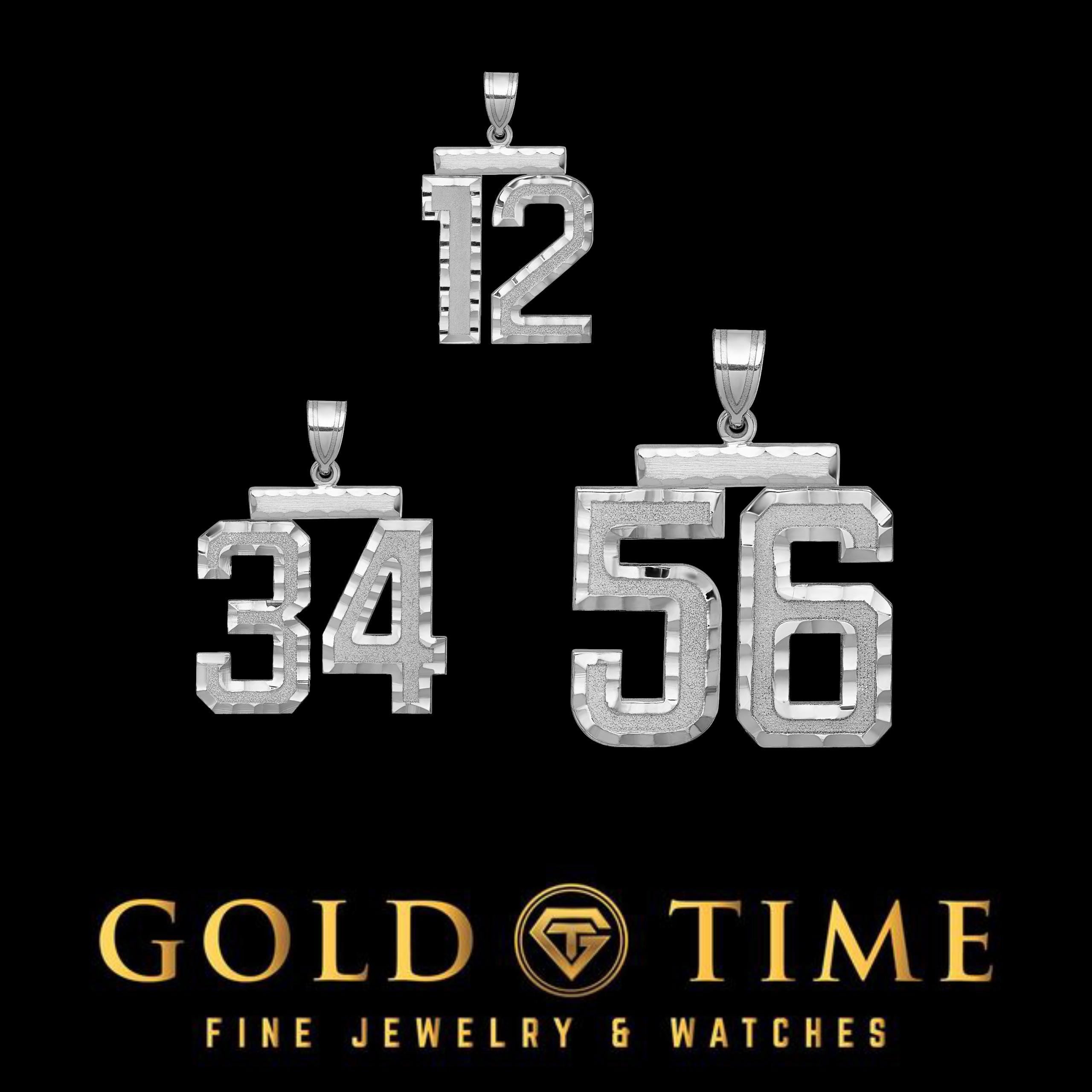 Custom Number Pendant in Silver, Diamond Cut Sports Jersey Charm, Personalized Jewelry Gift, Made to Order, 2 Digits