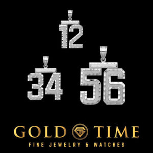 Sterling silver two digit number pendants with diamond cut faces