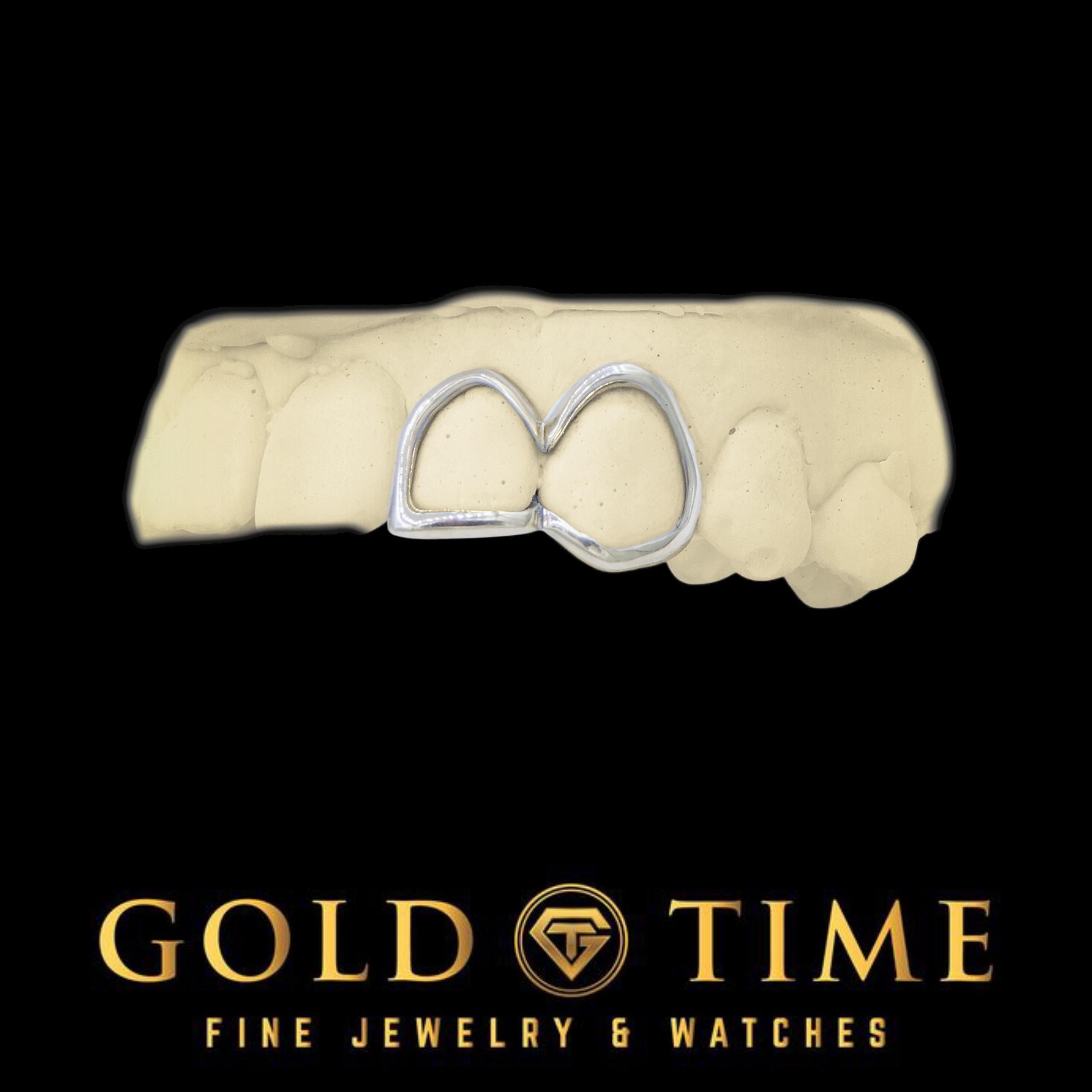 Custom 2-Piece Open Face Grillz with Impression Kit - Double Cap Minimalist Teeth Grill - Personalized Silver or Gold Grillz - Made to Order