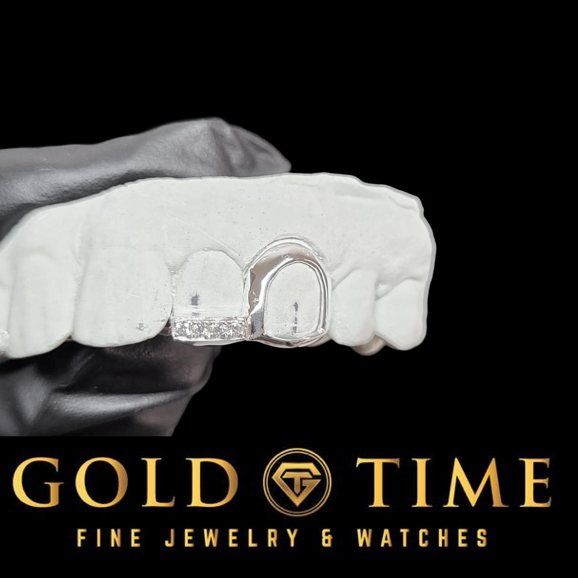 Custom Grillz: Open Face Canine & Moissanite Tip - Handmade Fit, Impression Kit