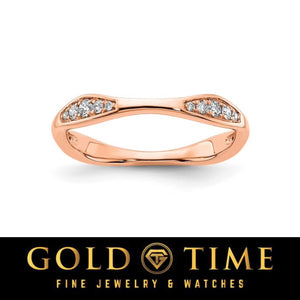14K rose gold contoured diamond wedding band