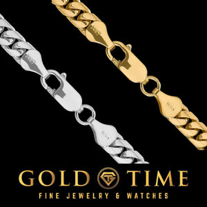 Lobster clasps on white gold and yellow gold Miami Cuban chains