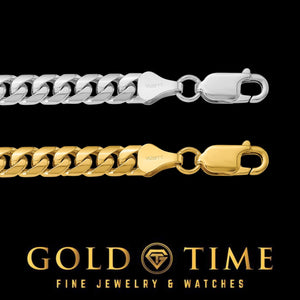 White gold and yellow gold Miami Cuban chain ends with lobster clasps