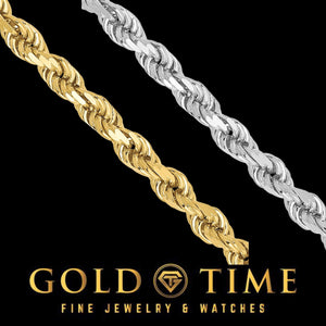 Close up of the diamond cut twisted links on the yellow and white gold rope chains