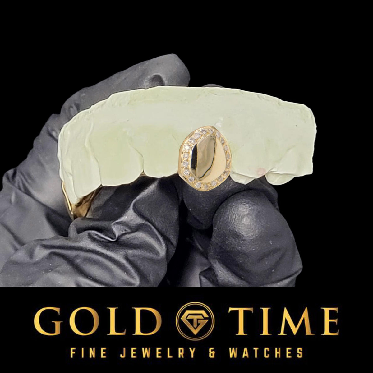 Custom Solid Gold Grill: Handmade Moissanite Border, Includes Mold Kit