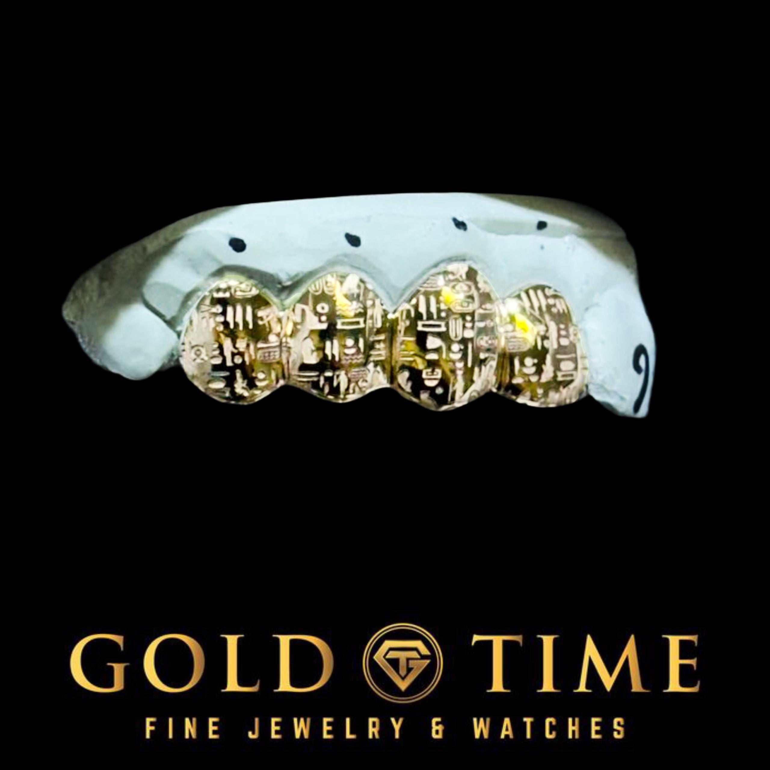 Custom 4-Piece Grillz with Laser Cut Hieroglyphics