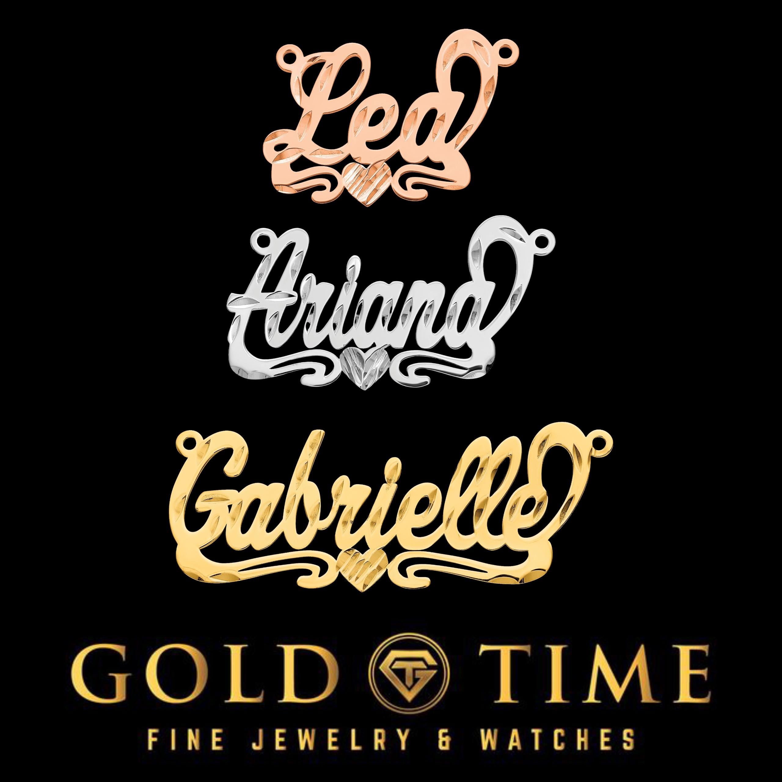 Custom Diamond Cut Heart Name Necklace