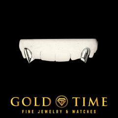 Custom Black Fangs Grillz  2 Piece Solid Canine Caps - Personalized Handmade Teeth Grill - Gold, Silver, 10K & 14K Options