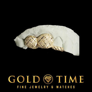 3-piece gold grillz with diamond-cut trillion dust detailing