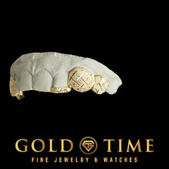 Custom 3-Piece Gold Grillz with Diamond-Cut and Trillion Dust - Handmade Personalized Grill - Solid Gold & Silver Options