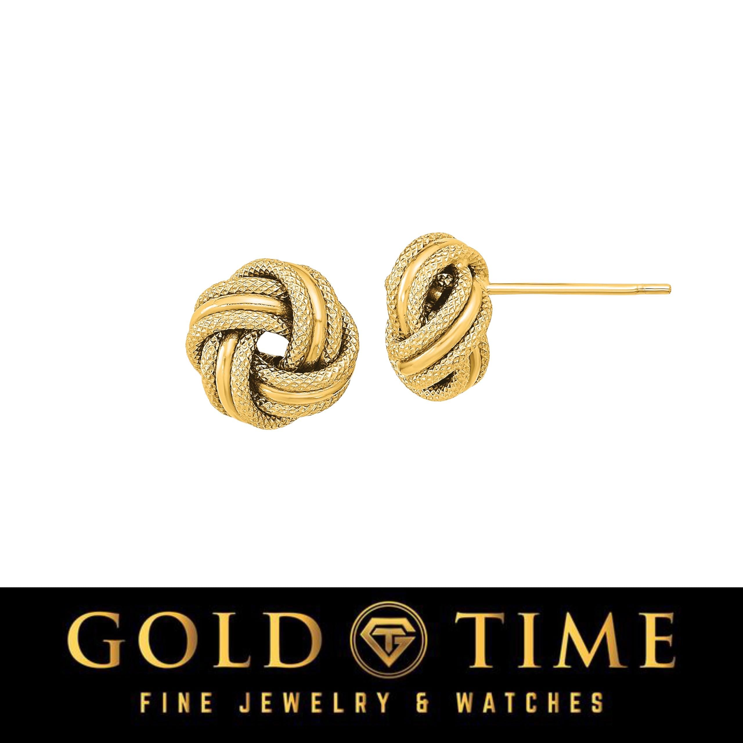 14k Gold Love Knot Jewelry Set | Yellow Gold Textured Knot Earrings Bracelet Pendant | Classic Love Knot Gift for Her | Fine Gold Jewelry