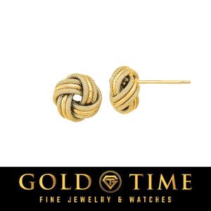 14k yellow gold love knot pendant with polished and textured loops