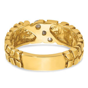 Inside view of the men's gold nugget ring showing the open gallery behind the diamonds