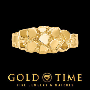 14K gold nugget ring side profile