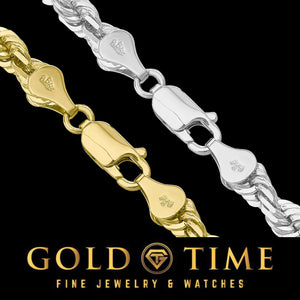 Close up of the lobster clasp on the white gold 5.5mm rope chain