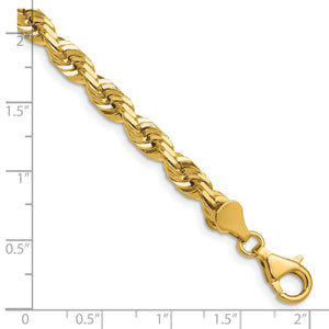 5.5mm gold rope chain and clasp measured against a ruler