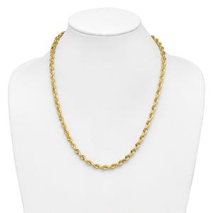 5.5mm gold rope chain displayed on a white necklace bust