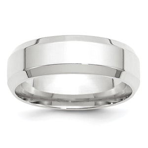 White gold 7mm beveled edge comfort fit wedding band