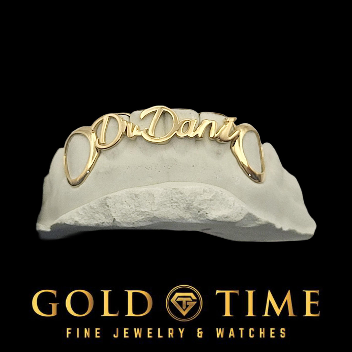 Custom Made to Order Name Grillz  6 Piece Nameplate with Open Face Canines