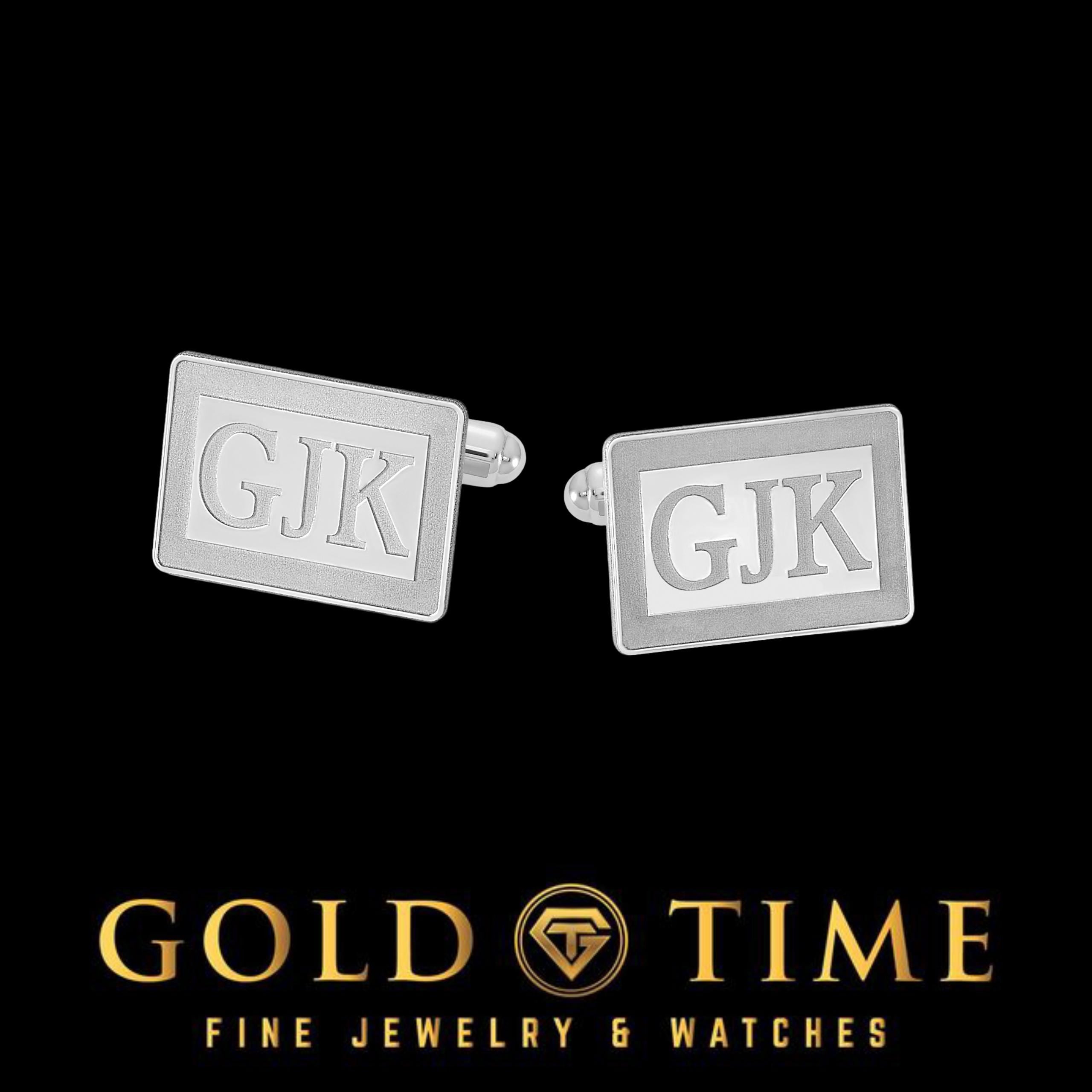 Custom Rectangle Monogram Cuff Links  Sterling Silver, 14k Gold or Plated Options  Personalized Mens Jewelry  Made in USA, Gift Boxed