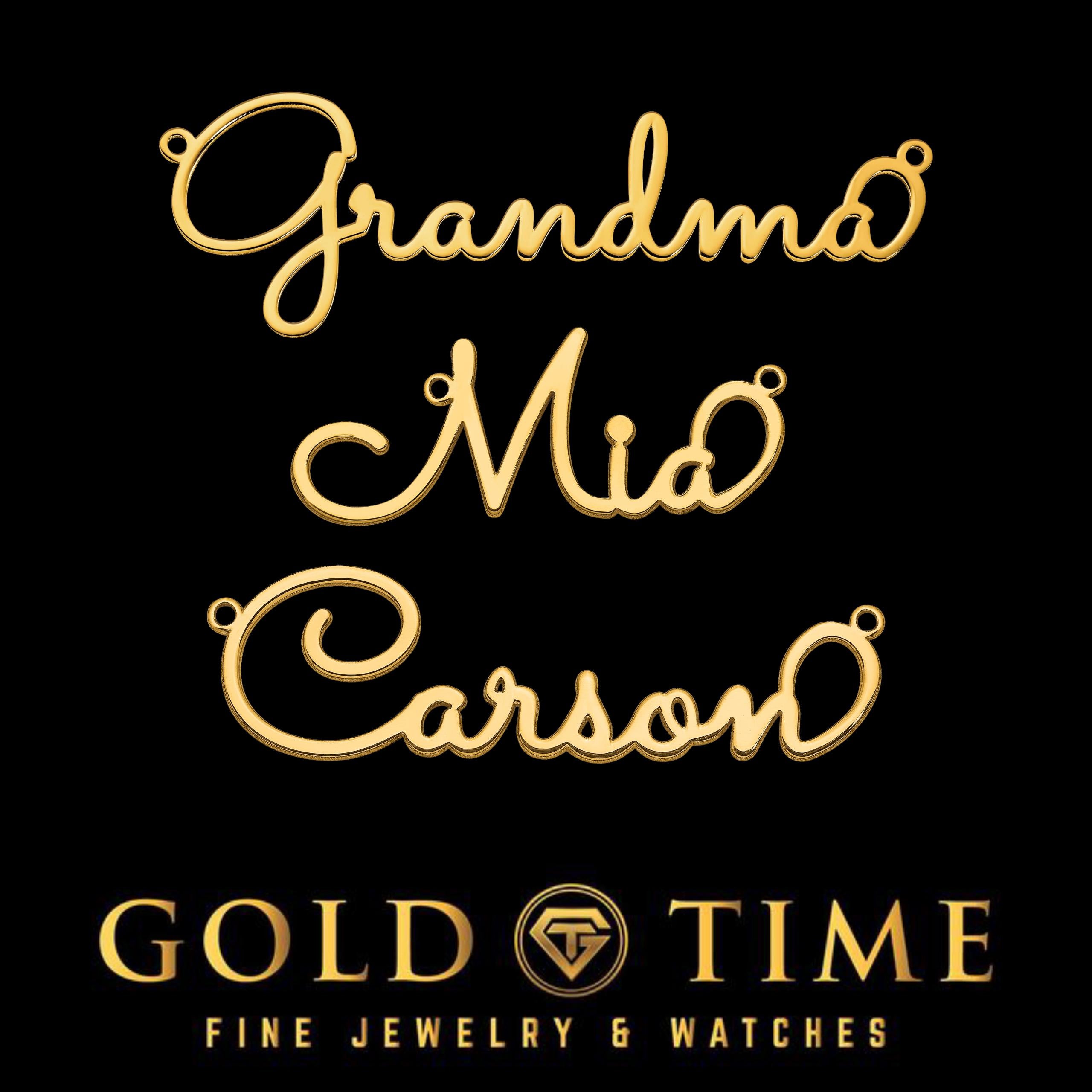 Custom Whimsical Cursive Name Necklace  Sterling Silver or 10K/14K Gold Personalized Script Nameplate Jewelry, Made to Order Gift