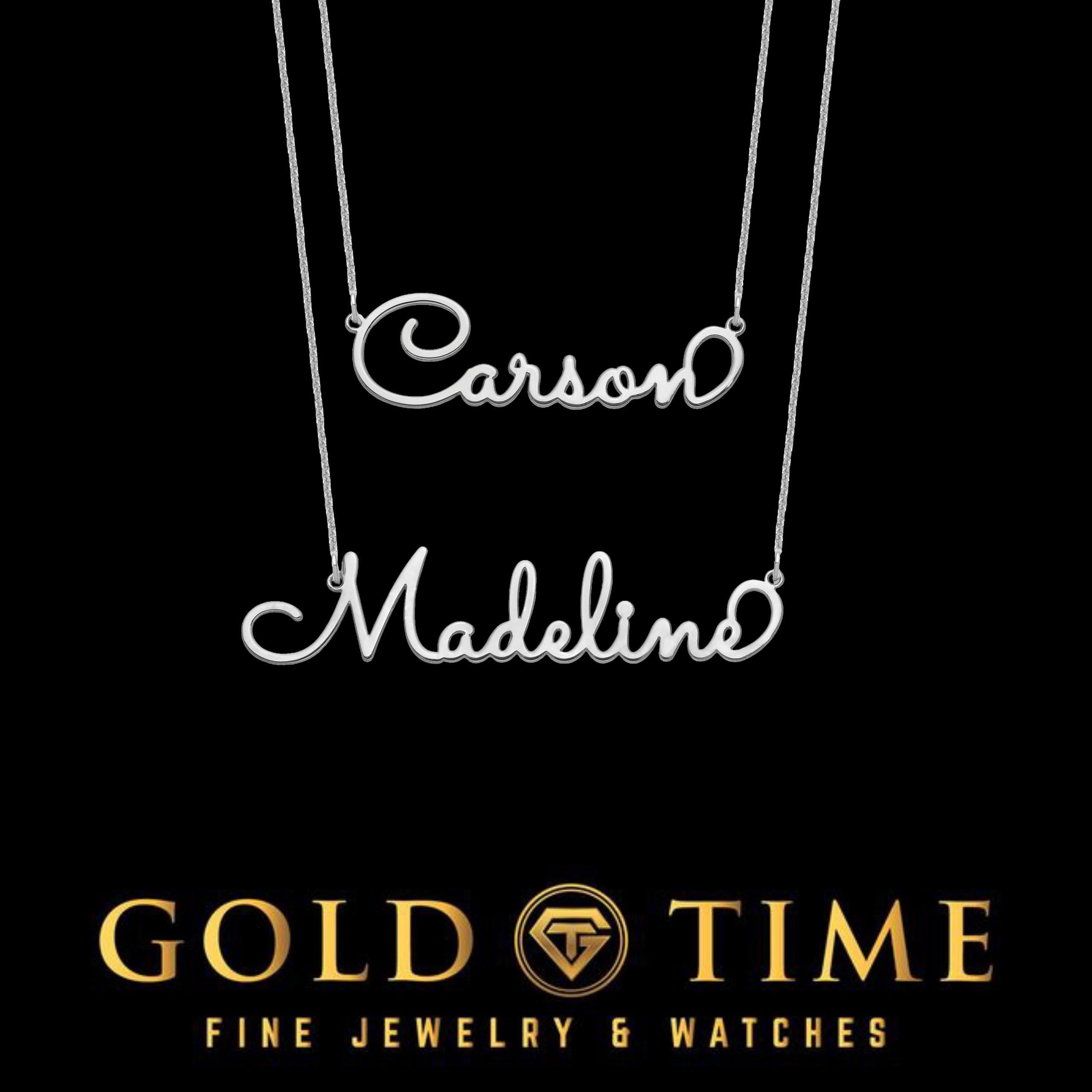 Custom Whimsical Cursive Name Necklace  Sterling Silver or 10K/14K Gold Personalized Script Nameplate Jewelry, Made to Order Gift