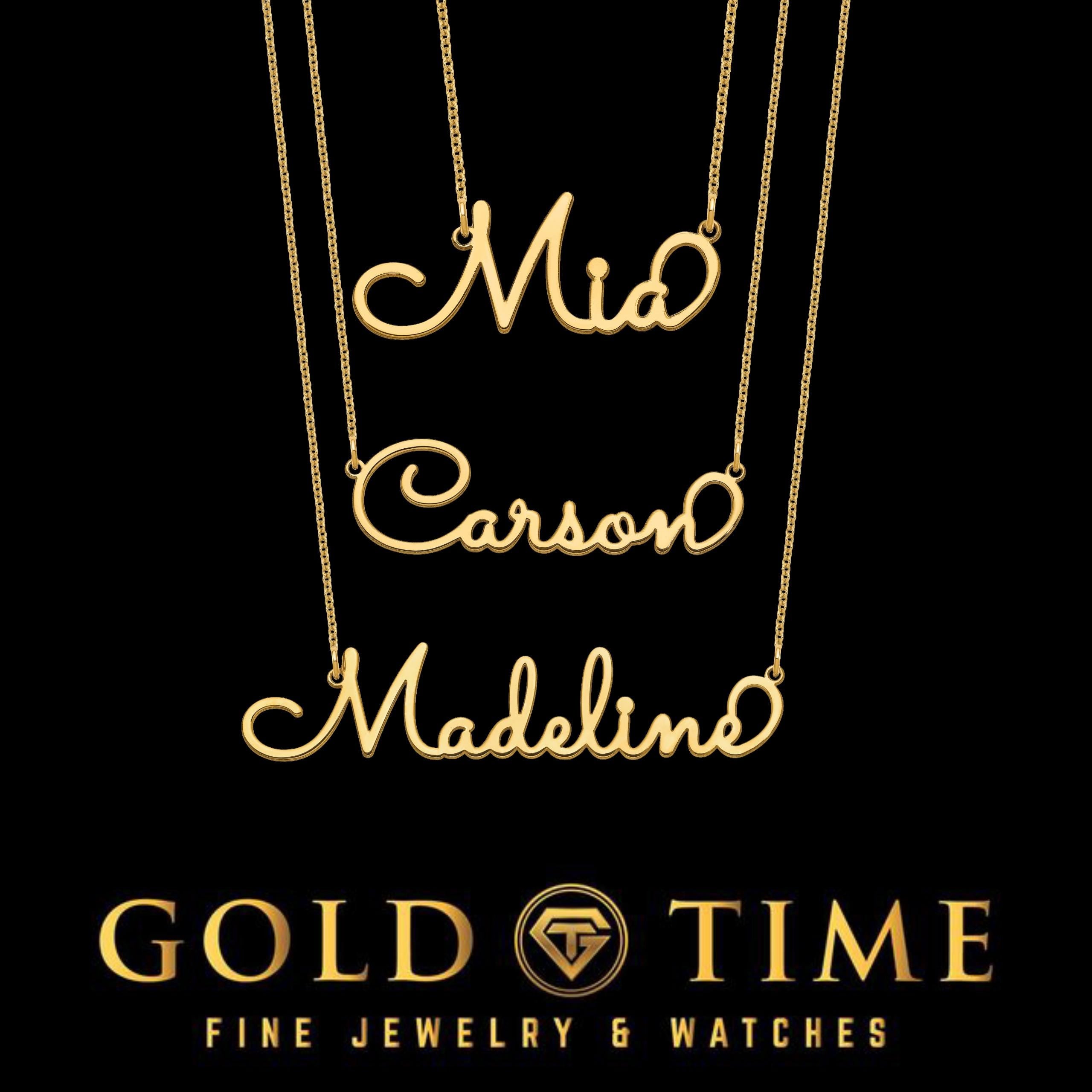 Custom Whimsical Cursive Name Necklace  Sterling Silver or 10K/14K Gold Personalized Script Nameplate Jewelry, Made to Order Gift