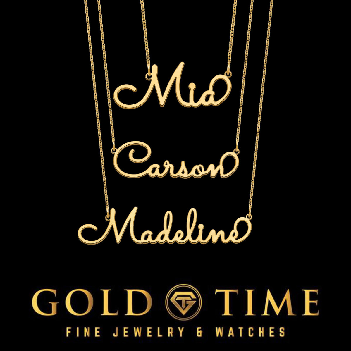 Custom Whimsical Cursive Name Necklace  Sterling Silver or 10K/14K Gold Personalized Script Nameplate Jewelry, Made to Order Gift