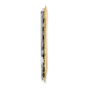 Side view of the 3D double layer name plate showing both layers