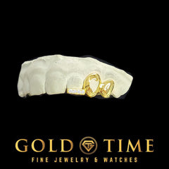 Custom 3-Piece Grillz Set: Solid, Heart Cut Out, Moissanite Tip - Includes Mold Kit