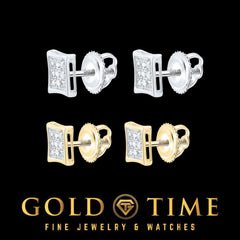 10K Gold and Diamond Kite Square Earrings