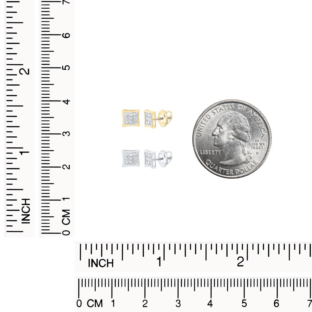 10K Gold and Diamond Kite Square Earrings