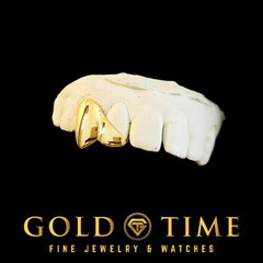 Custom Fang & Diagonal Incisor Grillz: Handmade Gold or Silver with Impression Kit