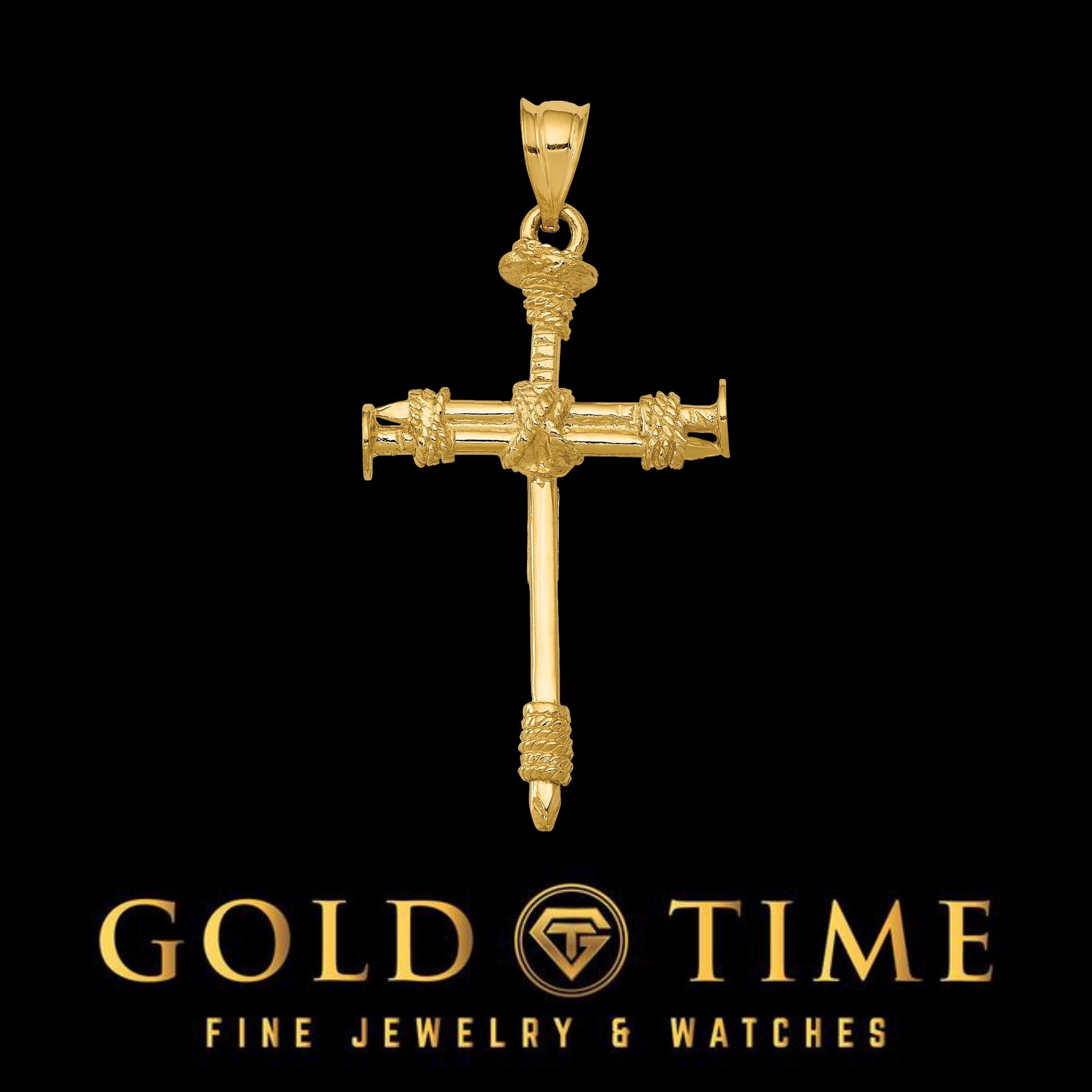 14k Gold Holy Matrimony Nail Cross Pendant