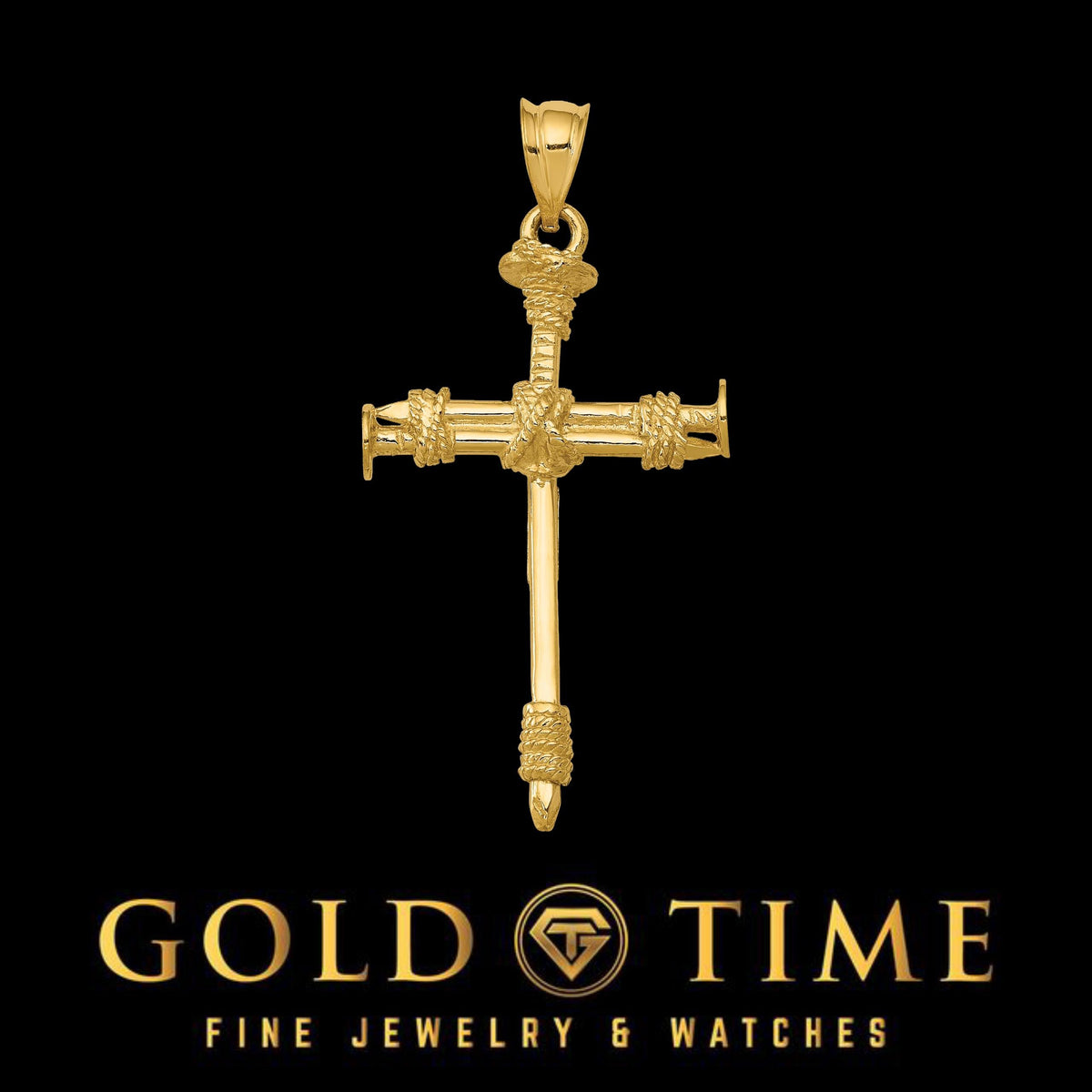 14k Gold Holy Matrimony Nail Cross Pendant