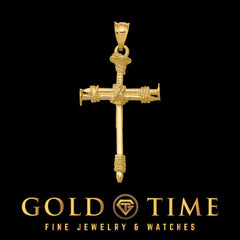 14k Gold Holy Matrimony Nail Cross Pendant