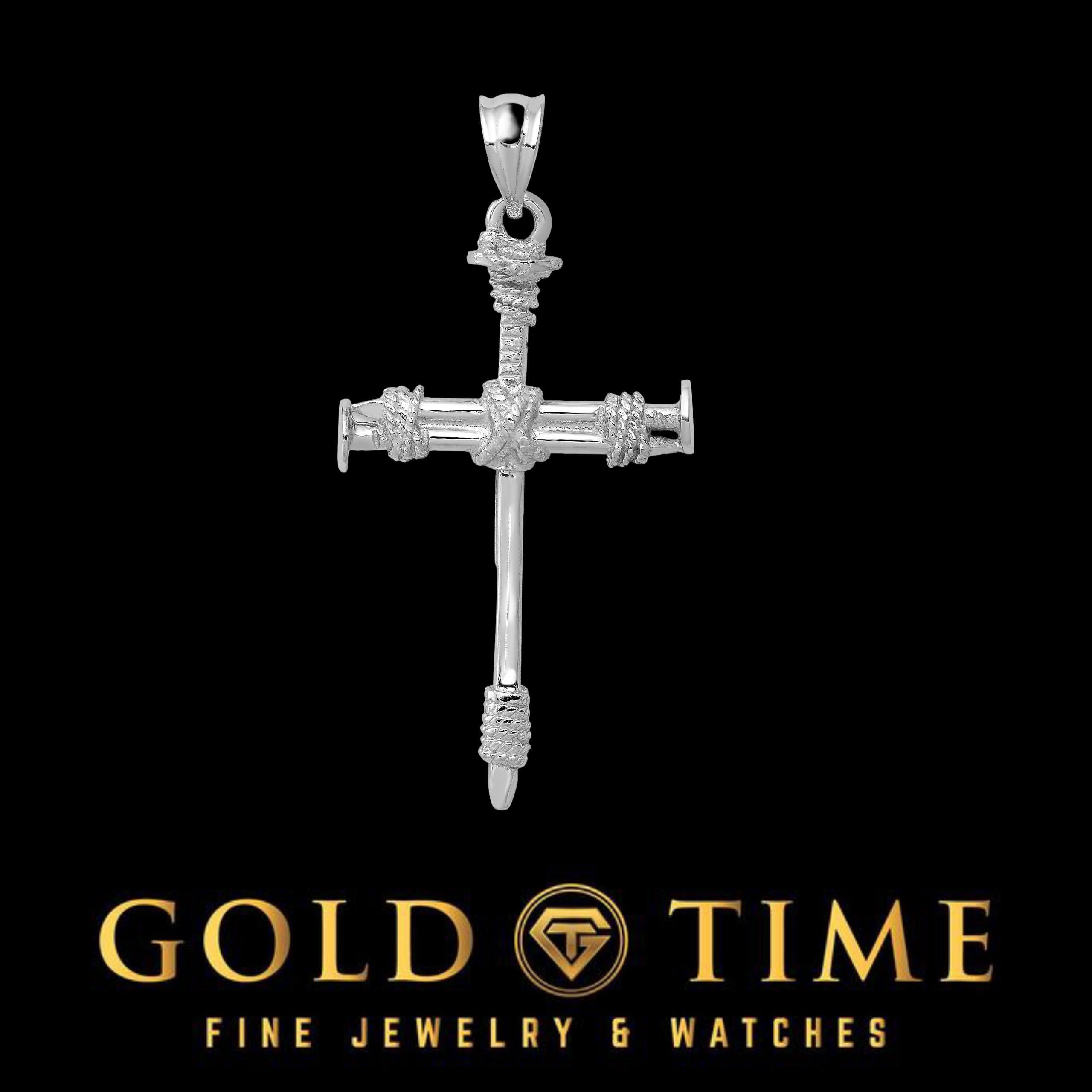 14k Gold Holy Matrimony Nail Cross Pendant