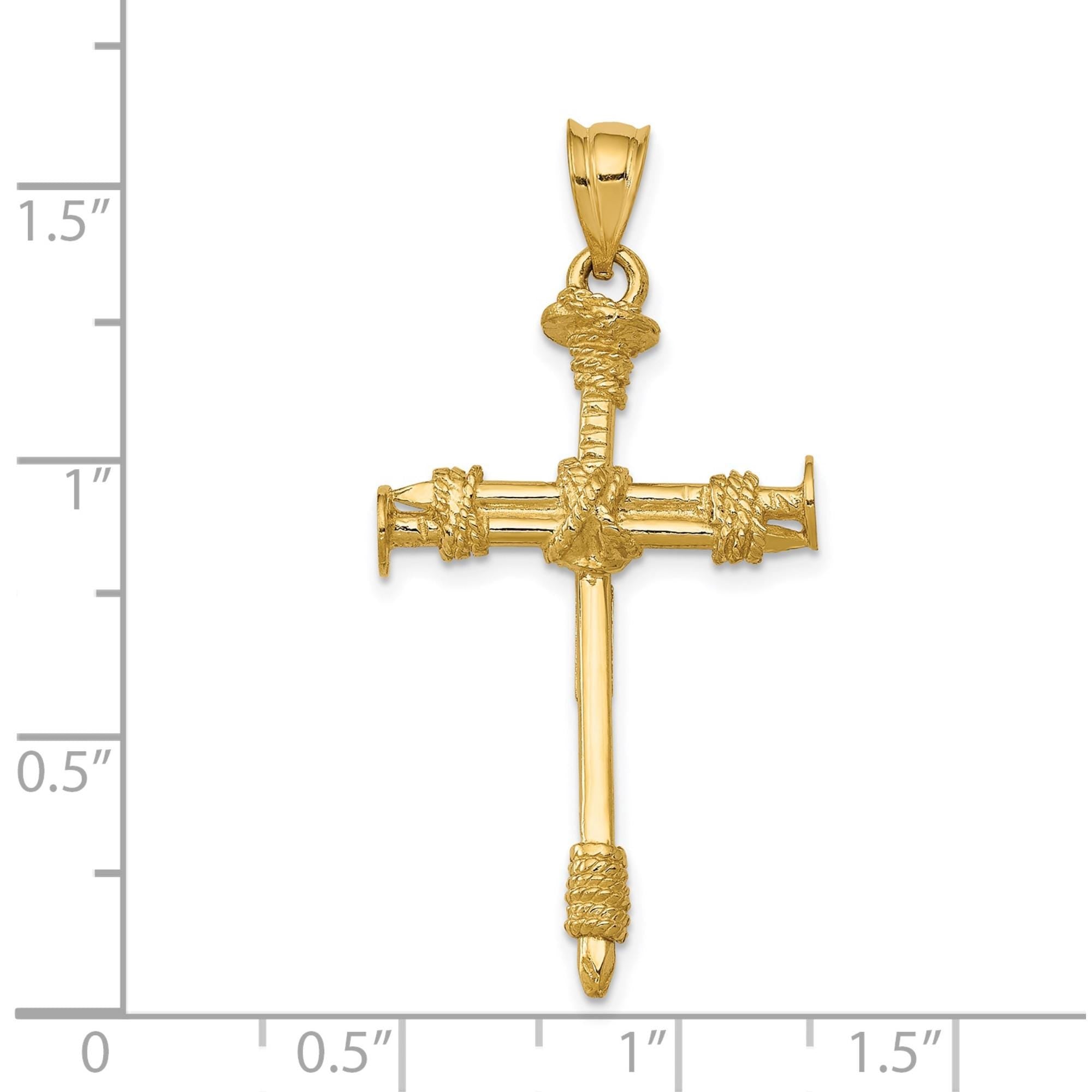 14k Gold Holy Matrimony Nail Cross Pendant