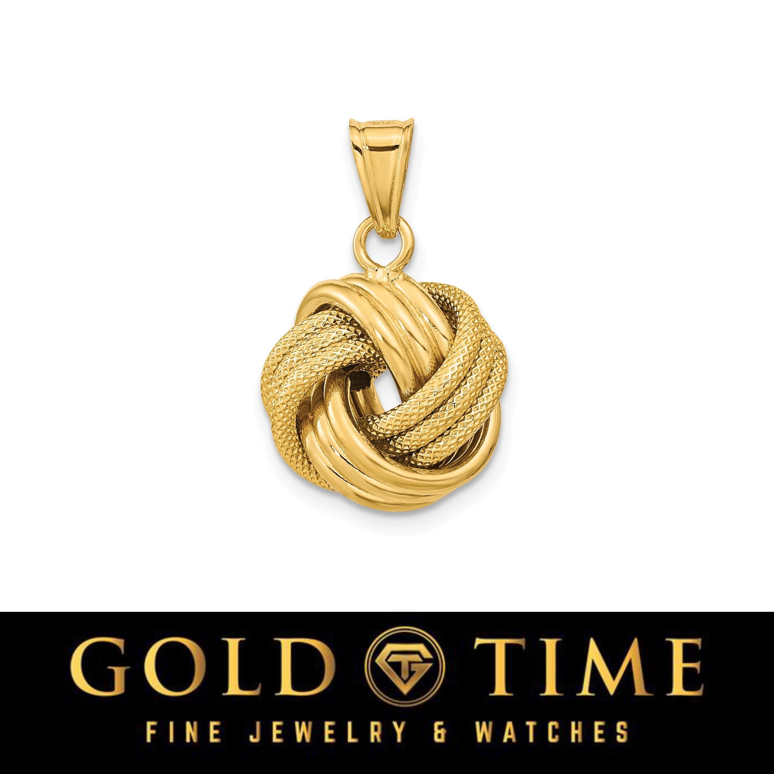 14k Gold Love Knot Jewelry Set | Yellow Gold Textured Knot Earrings Bracelet Pendant | Classic Love Knot Gift for Her | Fine Gold Jewelry