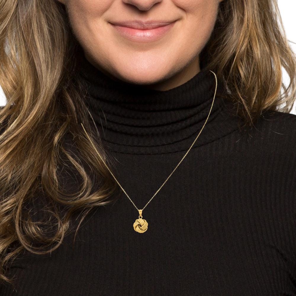 14k Gold Love Knot Jewelry Set | Yellow Gold Textured Knot Earrings Bracelet Pendant | Classic Love Knot Gift for Her | Fine Gold Jewelry