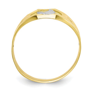 Front-facing view through the tapered band of the gold eagle ring