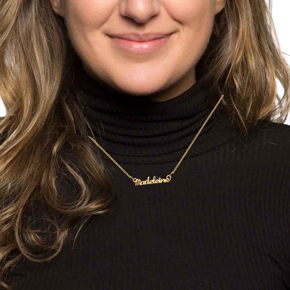 Custom Personalized Name Necklace  Sterling Silver, Gold, or Rose Gold Cursive Nameplate