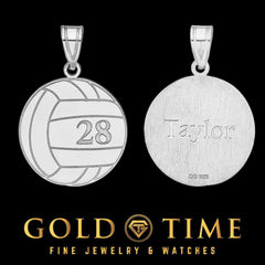 Personalized Volleyball Pendant with Number and Name - Gold or Silver Sports Necklace