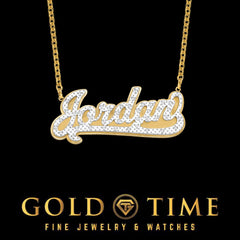 Personalized 3D Two Tone Gold & Diamond Name Necklace | 10k or 14k Gold