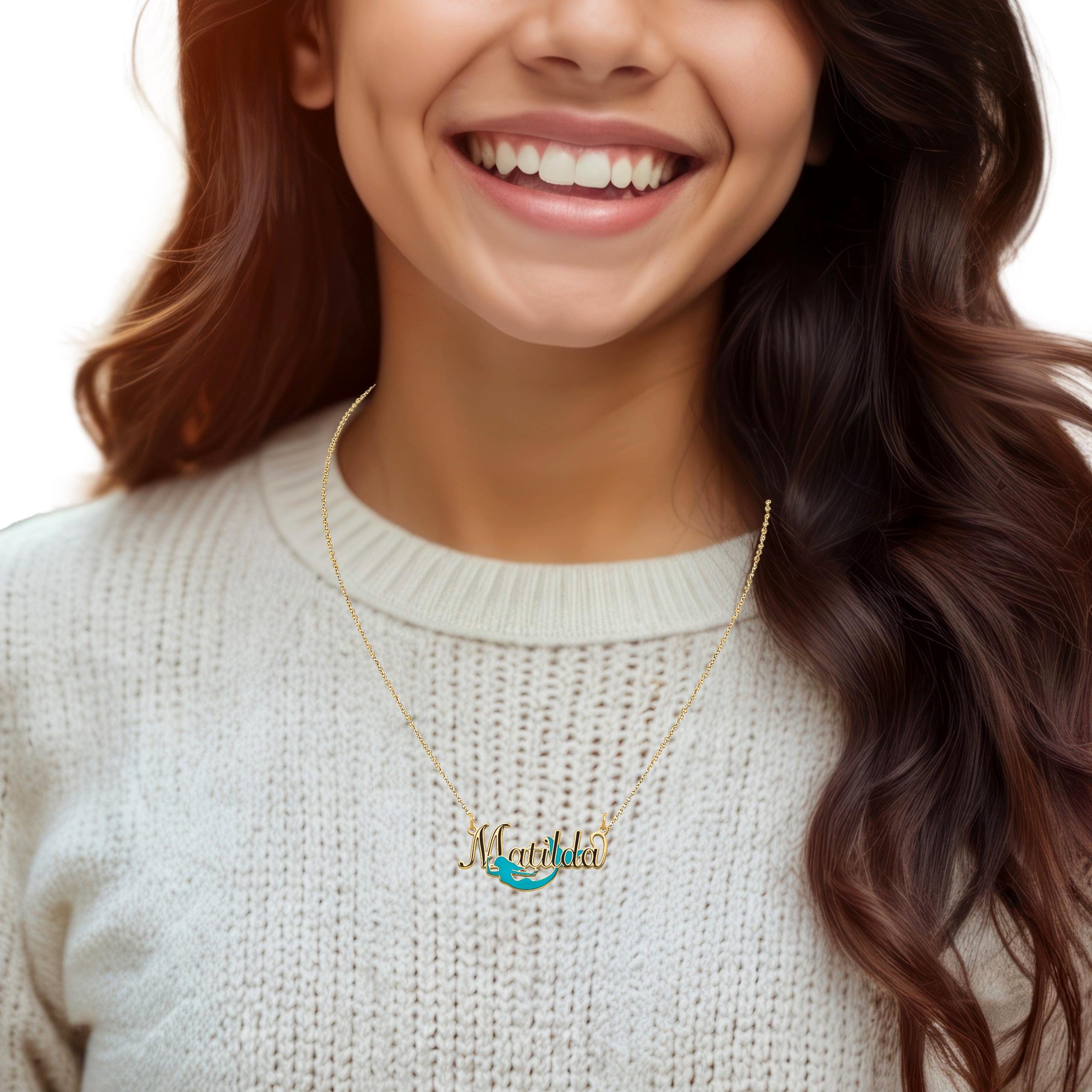 Personalized Mermaid Name Necklace | Custom Sterling Silver or Gold | Kids Gift