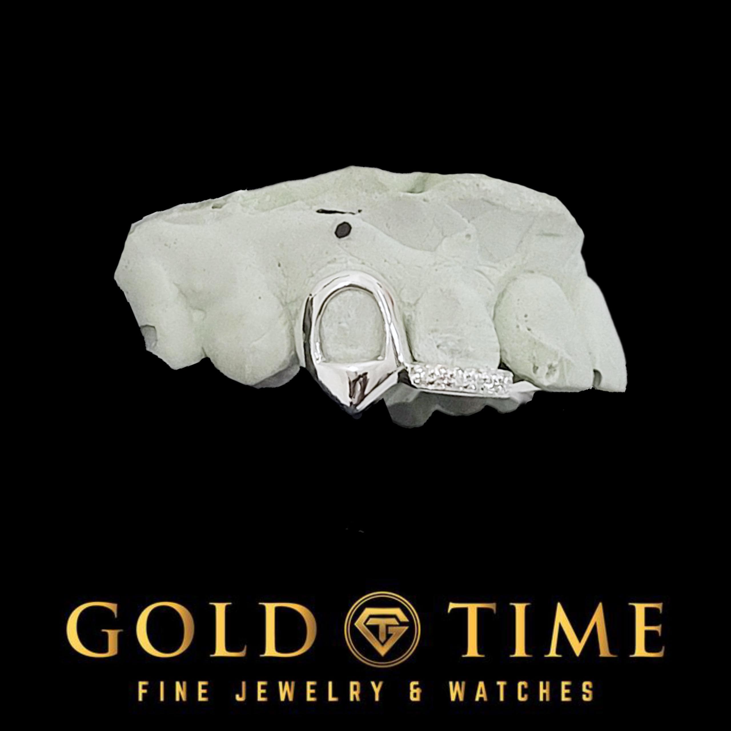 Custom Double Cap Moissanite Tip Fang Grillz: Open Face Canine, Incisor Tip