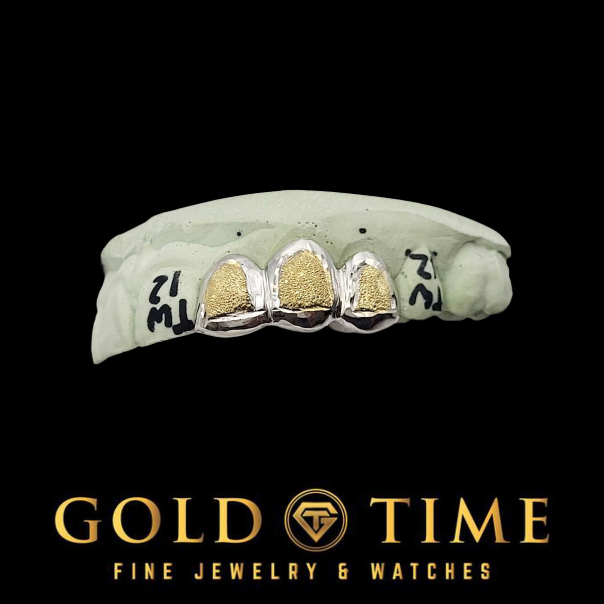 Custom Handmade Two Tone Box Dust Triple Cap Grillz