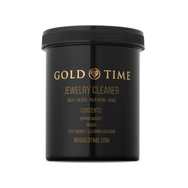 Jar of Gold Time liquid jewelry cleaner for gold, silver, platinum, and gems